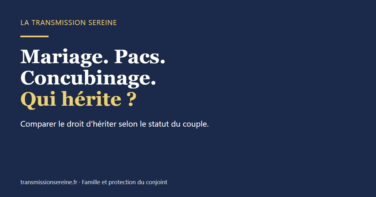 Mariage. Pacs. Concubinage. Qui hérite ?